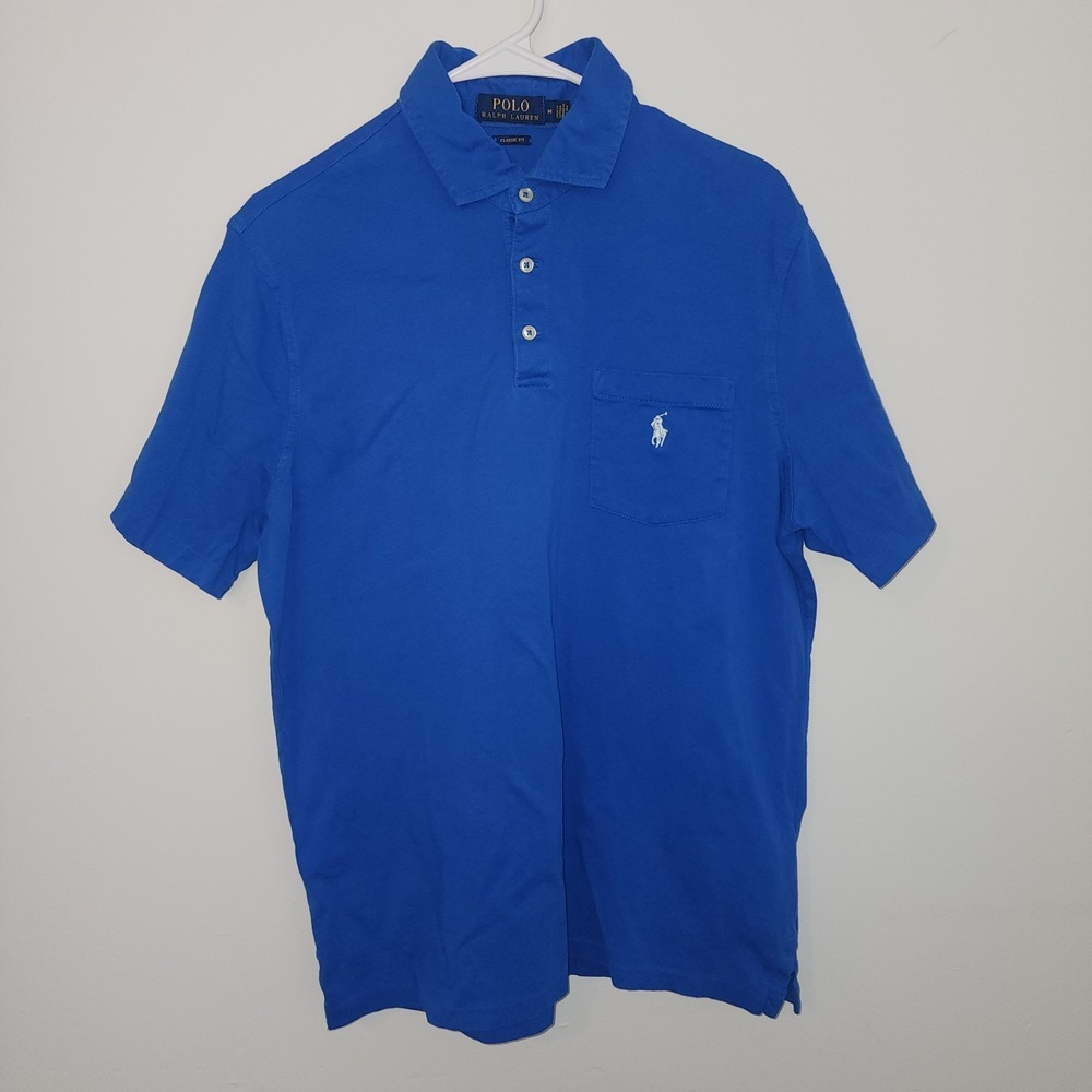 Polo Ralph Lauren Blue Classic Fit Cotton Short Sleeve Polo Mens Size Medium